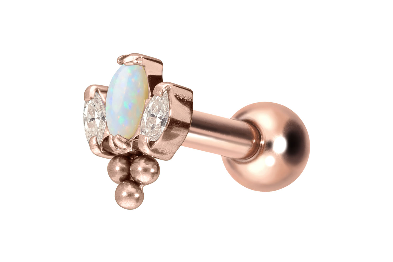 Titan Ohrpiercing mit Innengewinde LOTUSBLÜTE + 3 KUGELN